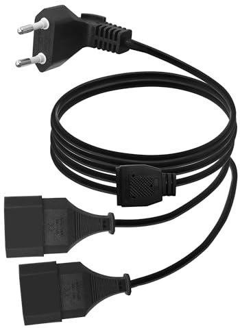 LANMINGLEL Câble rallonge d'alimentation Euro,Câble D'extension 2 en 1 Européenne vers Double Prise Européenne de Type C,rallonge Prise Euro 0,75 mm² Max.2,5A/250V pour TV,Ordinateur,Moniteur