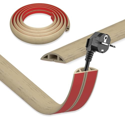 DIKARIYA Kabelkanal Selbstklebend, 3CMx3M Flexible Klein Kabelkanal Boden PVC Kabelbrücke Fussboden Bodenkabelschutz Aussenbereich Wetterfest Kabelabdeckung zum Büro, Konzert, Haus, Schule