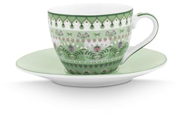 Pip Studio Lily&Lotus Moon Delight Light Green Espressotasse mit Untertasse 120ml
