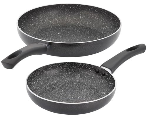 Kaufmann Non Stick Frying Pan Set of Two 20cm and 28cm, Easy Clean Granite Coated with an Aluminium Base, Suitable for All Hob Types Including Induction, PFOA Free