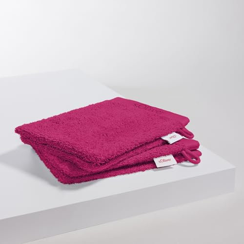 s.Oliver 4 TLG Waschhandschuh Set - 100% Baumwolle, 600 g/m², weich & angenehm, 4X Waschlappen pink