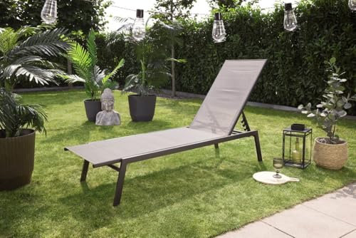Primaster Gartenliege Lenno 200 cm Stahl Sonnenliege verstellbares Kopfteil