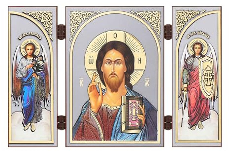 NKlaus - Jesus Christus - Ikone Triptychon Christlich - Holz reise Altar - 8,5x13cm - Ikonografie 16646