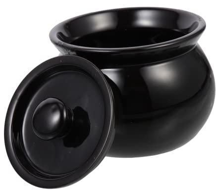 MUCKLILY Pot à Soupe En Céramique 500 Ml Noir, Marmite Multifonction Résistante Haute Température, Vaisselle Cuisine Pour Usage Familial Et Restauration, Bol à Ragoût Ménager