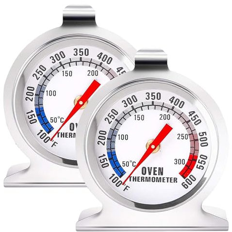 2 Pack Oven and Freezer Thermometer, 50-300°C/100-600°F Stainless Steel Instant Read Thermometer for Gas & Electric Oven, Analog Cooking Temperature Gauge for Baking, Food, Kitchen Use