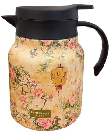 budiniao Glass with Stainless Crafted Glass Teapots Tea Steel for Teapots Infuser Flasks Japanese Vintage Glass Teapots, Yellow, 1000ML