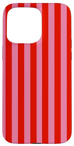 Retro Pink and Red Striped Geometric Stripes Pattern Case for iPhone 15 Pro Max