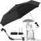 VAVPUP Sombrilla para silla de ruedas, 360 ° ajustable con abrazadera universal, resistente al agua, paraguas para sillas de ruedas eléctricas, para terraza y playa, Negro