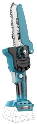 DEDRA Mini-Kettensäge 6' zoll, kleine Akku-Säge 18V leichtes Design und kompakte Größe, Kettenschutz, Schnittstärke (bis zu 140 mm) 8 m/s Geschwindigkeit, hohe Drehzahl 5400 U/Min, Gewicht nur 0,9kg