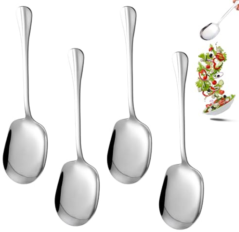 4 Pezzi Cucchiai,20,5 x 6 cm Cucchiaio,Materiale in Acciaio Inossidabile Cucchiaio da Buffet,Lucidatura Superficiale Cucchiai da Portata Grandi,Serving Spoon per Uso Quotidiano,Feste,Matrimoni