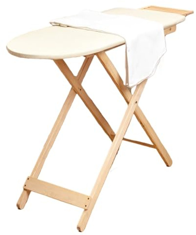 Vintage Folding Ironing Board Height Adjustable Compact Wooden Stand Heavy Duty Iron Board with Iron Rest Perfect for Home Use (31-35.4) - Style 2