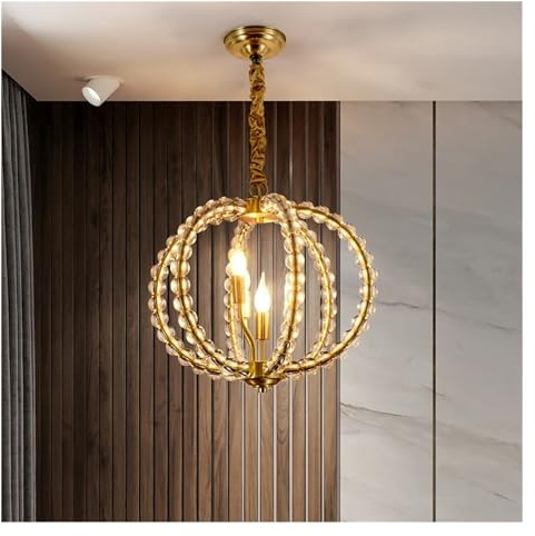 Crystal Chandelier - Crystal Ball Shape Retro Villa Study Entrance Hallway Restaurant Chandelier E14 Light Source,for Living Room