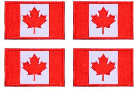 4 Stück Kanada Flagge Militär Moral-Patches Canada Flag Taktische Abzeichen Kanadisches Ahornblatt Nationales Stickerei Emblem Patches für Uniform Hosen Weste Biker DIY Mützen Kleidung Rucksäcke