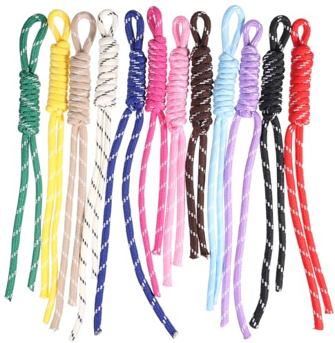 Azefnuhk 12PCS Paracord Keychain Bag Charms, Nylon Braided Rope Keychain | Multicolored Bag Charm Cords for Backpack Purse Handbag Decoration Accessories