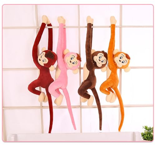 Lot De 4 Singe Peluche, avec Longs Bras, 65cm Doudou Singe Décoratif À Suspendre, Adorable Singes en Peluche Tout Doux, pour, Les Mains S'emboîtent