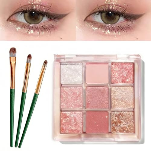ARYIMYDP Palette Di Ombretti 9 Colori Con 3 Pennelli, Toni Rosa E Neutri, Alta Pigmentazione, Texture Setosa Sfumabile, Perfetta Per Ogni Occasione, Lunga Durata