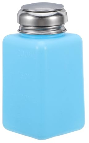 Flacon Pompe à Ongles 200ml en Plastique, Bleu, Anti Reflux | Volatilité, Protège des Impuretés, Usage Maquillage et Soin des Ongles, pour Isopropyl et Flux