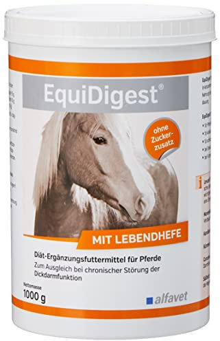 alfavet EquiDigest, zum Ausgleich bei chronischer Störung der Dickdarmfunktion, Diät-Ergänzungsfuttermittel für Pferde, 1000g Pulver