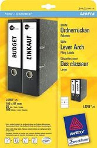 Avery Zweckform BBMBD-Edition Rückenschild I+L+K kurz/br ws A4 61x192mm 25Bl=100St