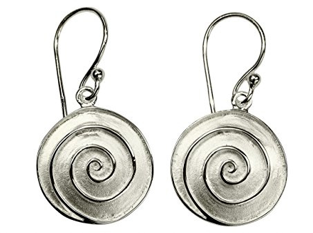 SILBERMOOS Damen Ohrhänger Spirale Kreis rund matt Sterling Silber 925 Ohrringe Ohrschmuck,