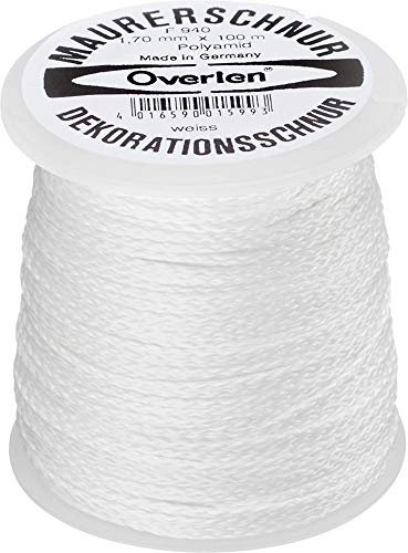 Overmann 094001700101000AA Maurerkordel 1,7 mm x 100 m aus Polyamid, weiß