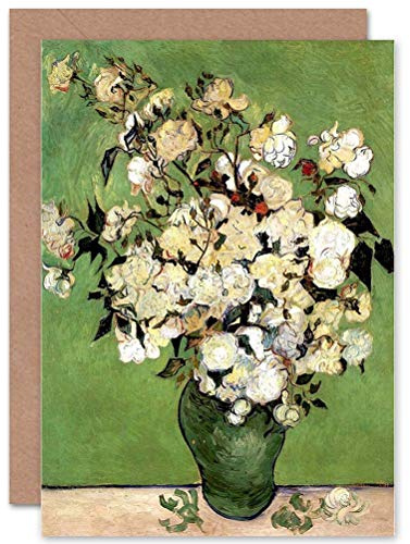 Wee Blue Coo VINCENT VAN GOGH A VASE OF ROSES 1890 OLD MASTER BLANK GREETINGS CARD