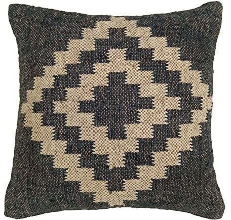 Handgewebter Kelim-Kissenbezug 45,7 x 45,7 cm, indische Outdoor-Kissen, dekorative Wurfkissenbezüge, Jute-Kissenbezug, Boho-Kissenbezüge