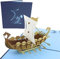 PopLife Cards Norse Wikinger Schiff Popup Vatertag Karte für alle Gelegenheiten Vatertag, alles Gute zum Geburtstag, Abschluss, Ruhestand, Jubiläum Reisende, Krieger, Geschichte Liebhaber Falten flac