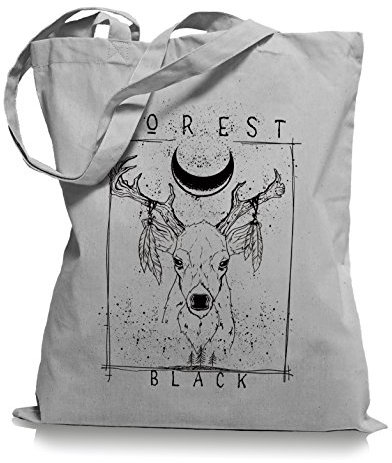 Ma2ca® Forrest Black Hirsch - Jutebeutel Stoffbeutel Tragetasche/Bag WM101-light_grey