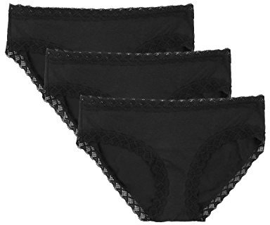 Natori Women's Bliss Girl Brief 3 Pack 156058MP (XL, Black/Black/Black)