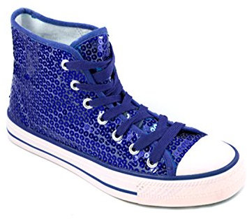Party-Factory-Ladenburg Pailletten Schuhe Blau Glitzer 36-42 Damen & Herren Designer Schnürer (41)