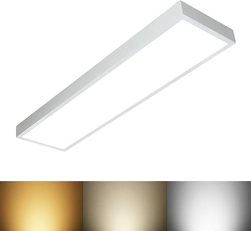DEFACTO LED Panel Deckenleuchte Dimmbar 120x30 cm, 40W Tageslicht LED Deckenlampe, Aufputz Warm/Natur/Kaltweiß 3000K-6400K 3200LM (Neutralweiß/4200K)