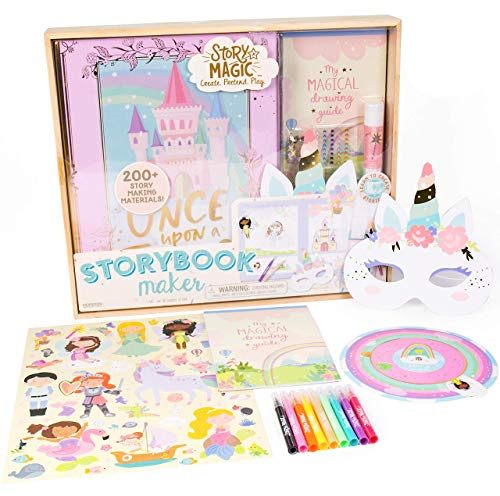 Story Magic Storybook Maker by Horizon Group USA, Create Your Own Stories, Hardcover Storybook, Includes Stickers, Markers, Punch Outs, Unicorn Mask, 200+ Storytelling Materials, Perfect for Ages 4+