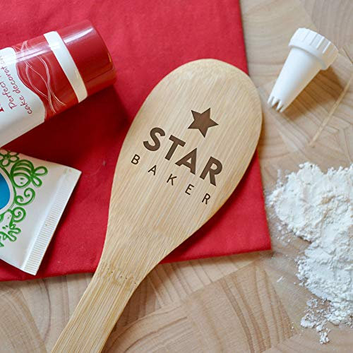 eBuyGB Gifts for Her Star Baker Wooden Spoon, Laser Engraved Prize Winners Award Trophy, Cooking Kitchen Baking, Wood