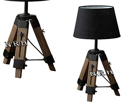 Nautical Tripod Table Lamp Wooden Base Black Finish (Without Shade)