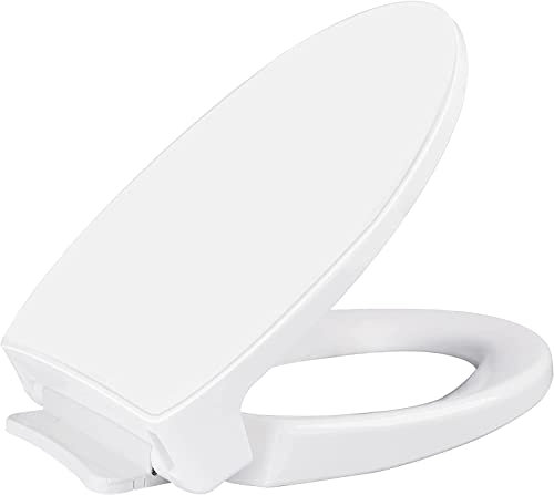 SS114 SoftClose Toilet Seat Replacement Compatible with TOTO SS114/SS113/SS154/SS224/SS204, Traditional Elongated Heavy Duty Toilet Seat Parts with 2-Pack Toilet Bolts and Nuts, Cotton White