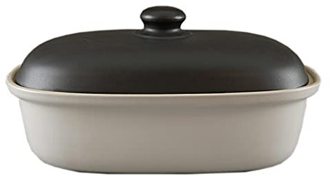 Pfeiffer-Gerhards Keramikmanufaktur Brottopf oval Elfe-Nero - Hochwertige Brotbox für ideale Aufbewahrung – Stilvoll funktioneller Keramik Brotkasten (34 x 25,5x 17,5 cm)