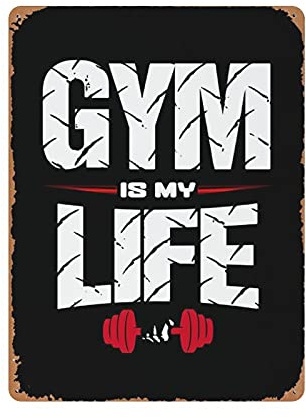 Hdadwy Placa de metal con texto Exercise Gym Is My Life para colgar en hierro y pintura retro para el hogar, cocina, jardín, garaje, decoración de pared, 40,6 x 30,5 cm