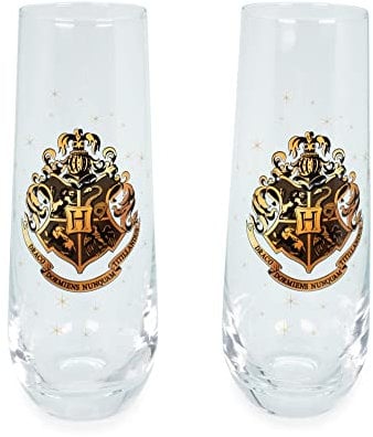 Harry Potter Hogwarts 9-Ounce Stemless Fluted Glassware | Set of 2