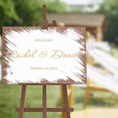NABRAND Willkommensschild Hochzeit Willkommensschild Holzschilder Hochzeit Empfang Banner Personalisiertes Hochzeitsschild für Hochzeitsempfang Zeremonie Verlobung Party Dekorationen 30,5 x 45,7 cm