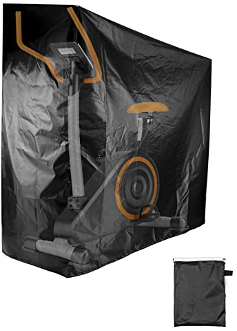 QWORK Exercise Bike Cover, Upright Outdoor Waterproof UV Dust Wind Bicycle Storage for Most Fitness Stationary Bikes, Premium Sport Training Bike (Black)