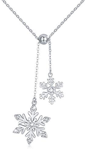 ZIPPICE Schneeflocke Halskette für Damen 925 Sterling Silber Schneeflocke Kette Winter Weihnachten Chain Halskette mit 3A Zirkon Anhänger Schmuck Geschenke für Frauen Mädchen
