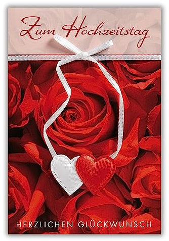 bsb Karte zum Hochzeitstag - liebevolle Hochzeitstagskarte mit Rosen-Motiv - Hochzeitskarte Geldgeschenk - Karte Hochzeitstag mit Umschlag - Glückwunschkarte zur Ehe in 11,5 x 17,0 cm