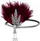 FERCAISH 1920er Jahre Flapper Stirnband, Brüllende 20er Jahre Rote Feder Kristall Haarschmuck für Frauen, Bachelor Party (Rot)