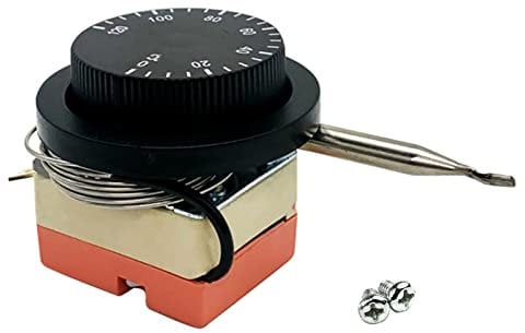 12V Adjustable Electric Fan Thermostat Switch Radiator Temperature Control Probe, 0℃~120℃ Universal Capillary Thermostat Cooling Radiator Engine Fan Control Switch