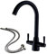 Kitchen Taps Mixer Matte Black 1 Hole High Arch Monobloc Brass Material Dual Lever for Kitchen Sink Deck Mount Easy to Install