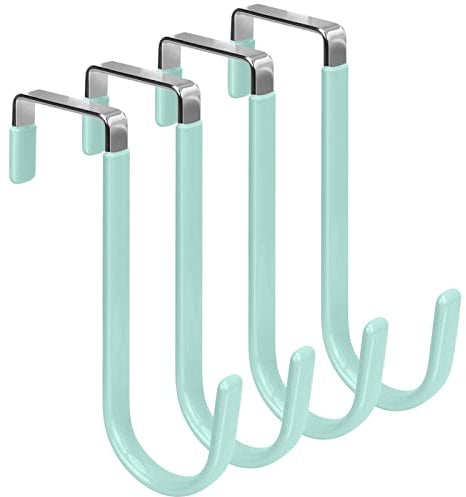 FYY Over The Door Hooks, 4 Pack Door Hangers Hooks with Rubber Prevent Scratches Heavy Duty Organizer Hooks for Living Room, Bathroom, Bedroom Hanging Clothes, Towels, Hats, Coats, Bags Green