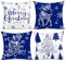 Miaikoe Weihnachtskissenbezüge 55x55 Set von 4 Weihnachtsdekoration Bäume Hirsch Schneemann Frohe Weihnachten Dekorative Urlaub Bauernhaus Kissenbezüge für Urlaub Weihnachtsdekoration (blau)