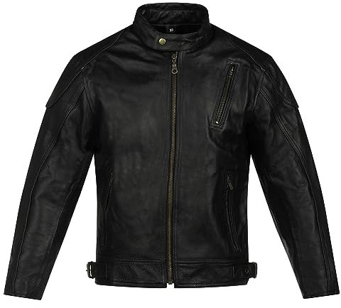 Giacca giubbotto corto da per moto custom naked cafè race di in pelle con protezioni removibili VINTAGE STILE CHIODO (M)