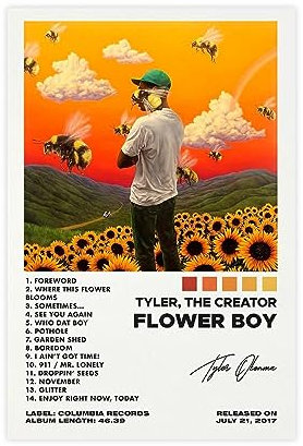 Tyler, The Creator Poster Flower Boy Album Cover Poster Leinwand Poster Wandkunst Dekor Druck Bild Gemälde für Wohnzimmer Schlafzimmer Dekoration 50 x 75 cm